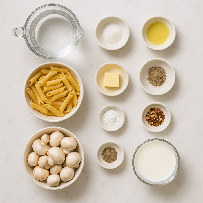 Velvety Mushroom Pasta ingredients