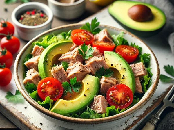 Tuna Salad with Avocado and Cherry Tomatoes