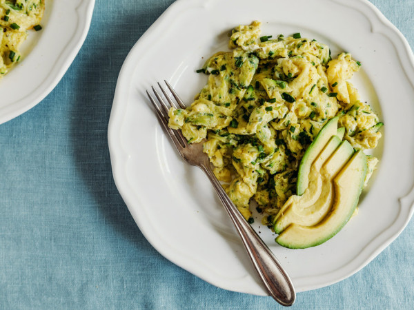 Scrambled Eggs Featuring Zucchini and Feta
