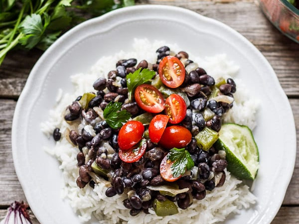 Black Beans Cooked with Coconut Water