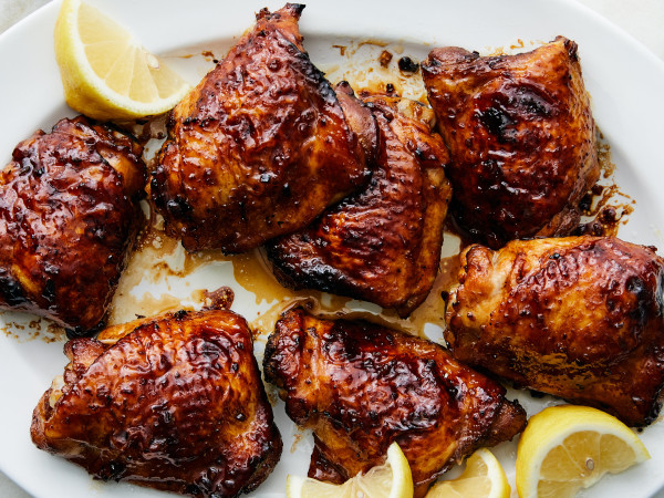 Honey-Peanut Glazed Chicken Thighs with a Kick