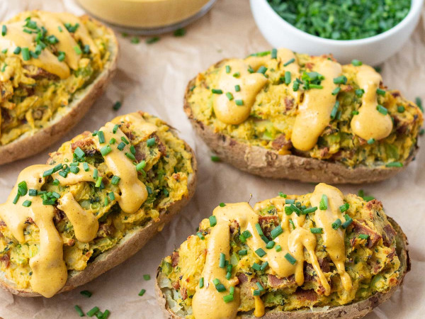 Double-Stuffed Vegan Potatoes