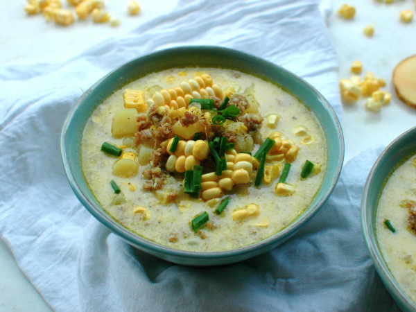 Quick Corn Chowder with Smoked Sausage in the Instant Pot®