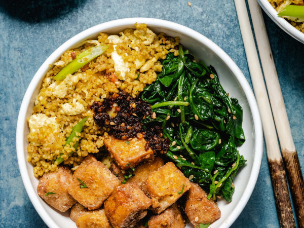 Stir-Fried Tofu and Vegetables over Couscous