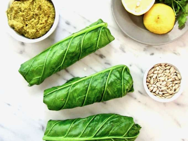 Sunflower Seed Spread Wrapped in Collard Greens