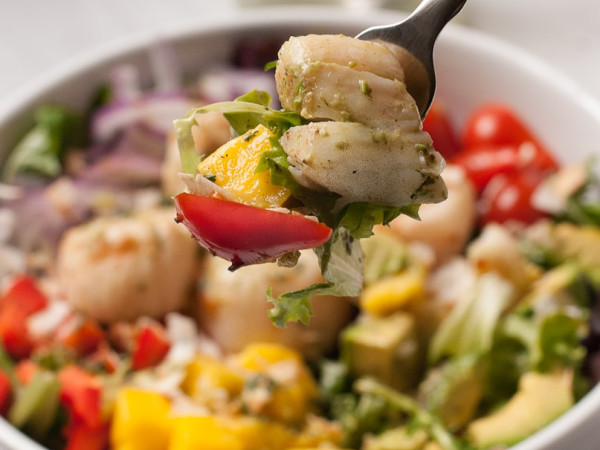 Scallop Salad Featuring Avocado and Mango