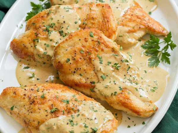 Sherry-Dijon Sauce Over Pounded Chicken