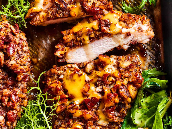 Pecan-Crusted Chicken Breast with Stuffing