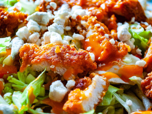 Spicy Buffalo Chicken Salad with Crispy Bacon and Blue Cheese