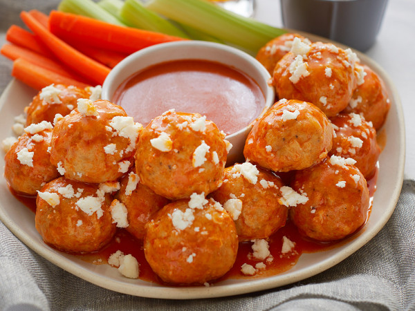 Feta-Filled Buffalo Chicken Meatballs