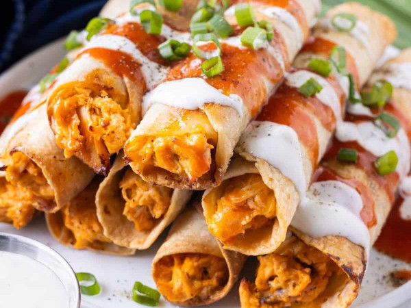 Taquitos Stuffed with Buffalo Chicken