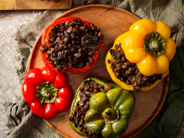 Vegan Peppers Filled with Lentils