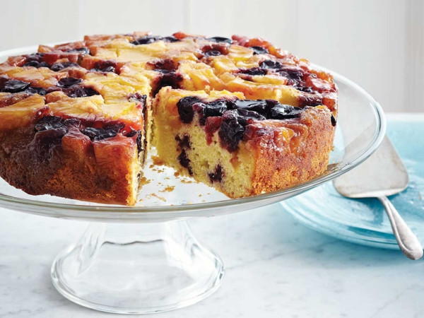 Upside-Down Cake with Pineapple and Cherry