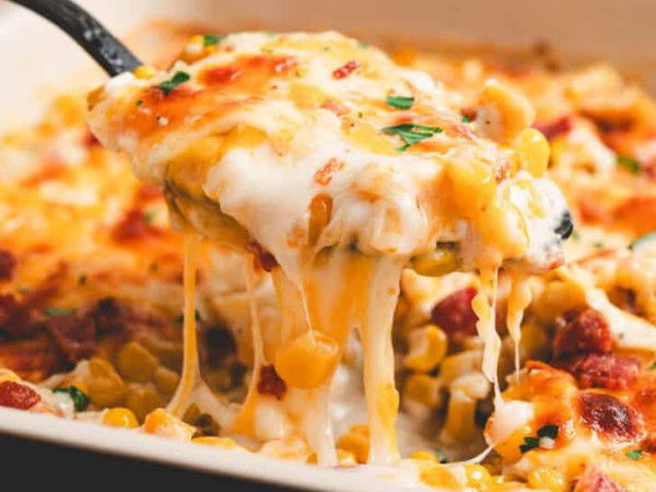 Cheesy Corn Casserole with Bacon