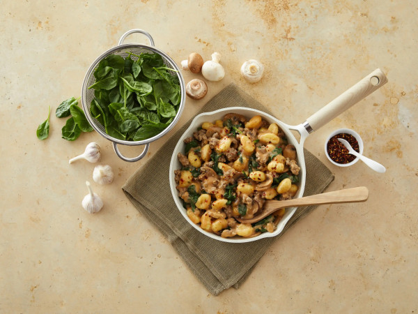 Creamy Sausage and Gnocchi in a Skillet