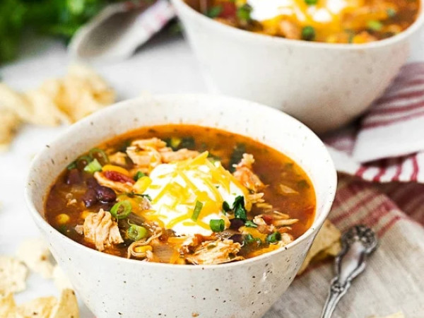 Slow-Cooked Chicken Enchilada Soup