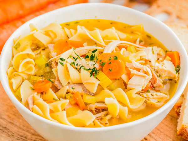 Rich Chicken Soup with Egg Noodles