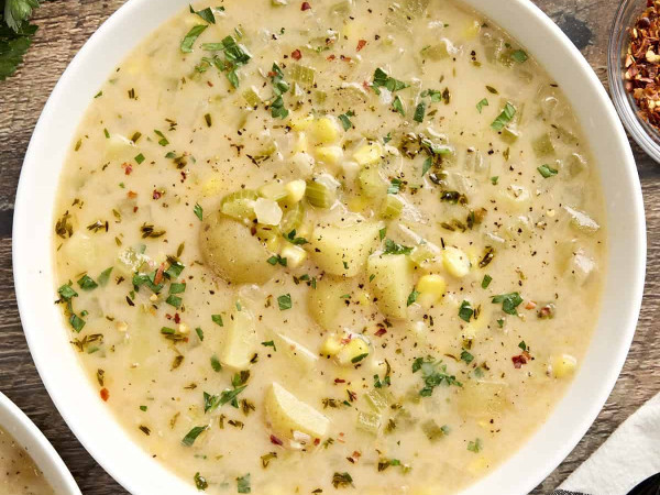 Easy Potato and Corn Chowder for the Freezer