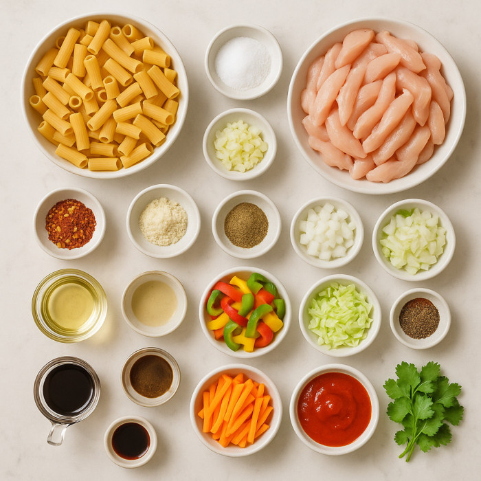 Pasta Stir-Fry with Chicken and Vegetables ingredients
