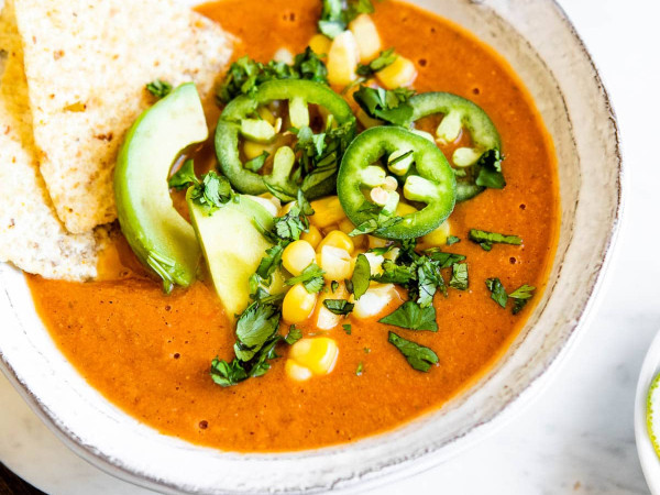 Avocado-Infused Vegetarian Tortilla Soup