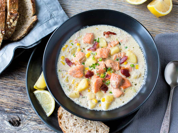 Grilled Salmon Chowder Using Leftovers