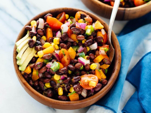 Colorful Bean Salad with Red, White, and Black Beans