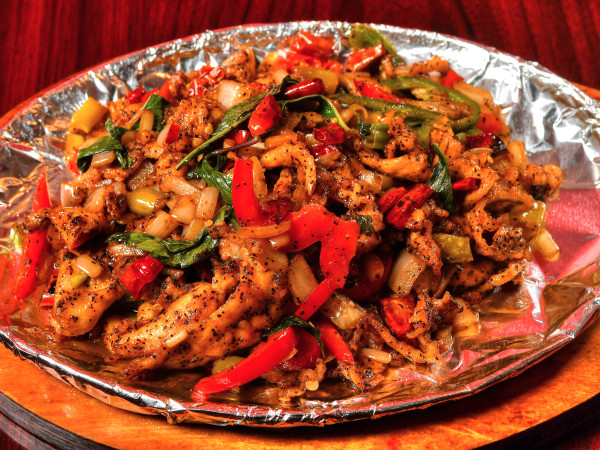 Rice and Chicken Stir-Fry with Three Peppers