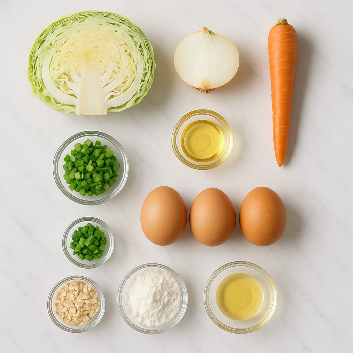 Eggs cooked with cabbage ingredients