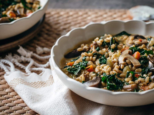 Plant-Based Mushroom and Kale Soup