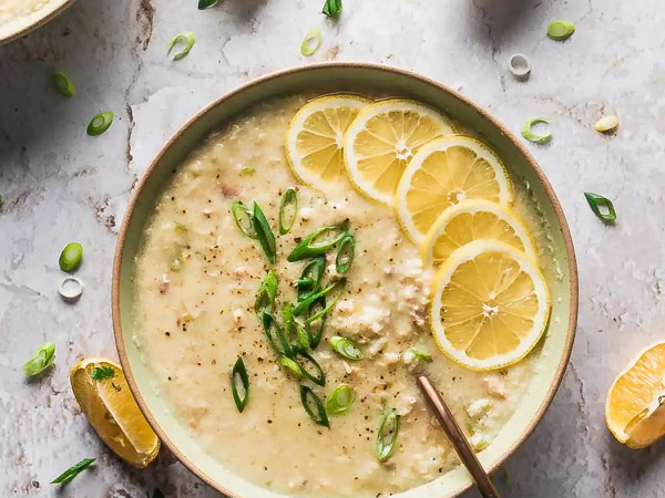 Speedy Vegetarian Egg and Lemon Soup with Brown Rice