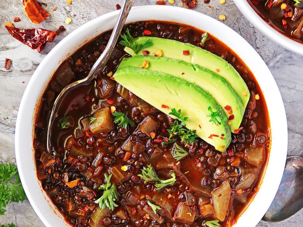 Black Lentil and Veggie Delight Soup