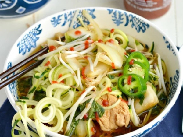 Pho made with Chicken and Zucchini Noodles