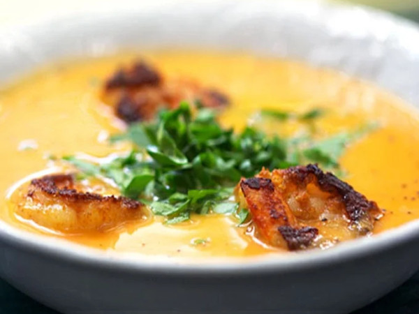 Shrimp and Sweet Potato Soup with a Kick