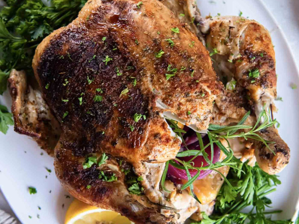 Pressure-Cooked Whole Chicken with Olive Oil