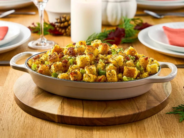 Challah and Corn Stuffing with Fried Sage