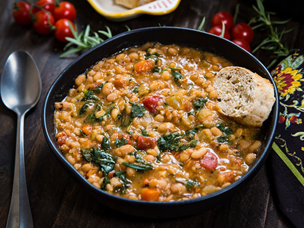 Vegan Soup with Black and White Beans