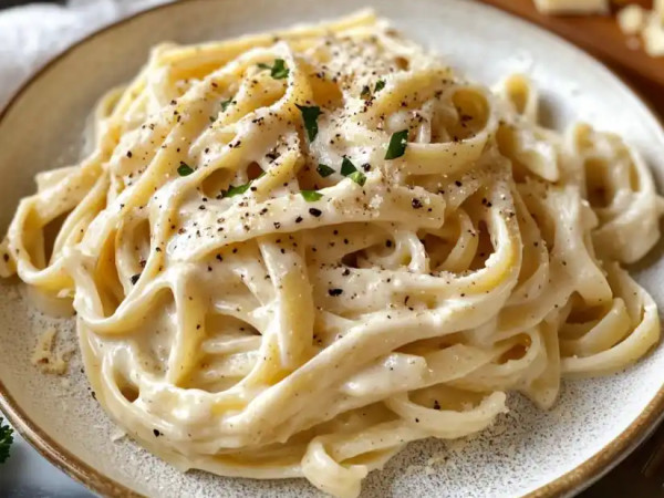 Creamy Greek Yogurt Fettuccine Alfredo, Lighter Version