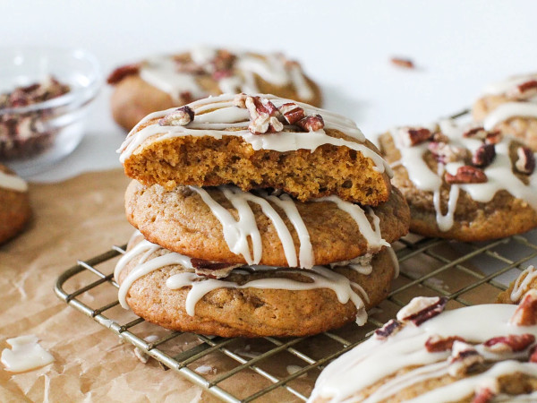 Pumpkin Cookies Drizzled with Maple Frosting
