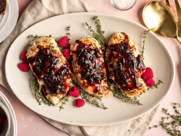 Balsamic-Glazed Chicken with a Mixed Berry Sauce