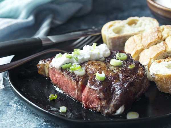 Horseradish Cream-Topped Marinated Flank Steak