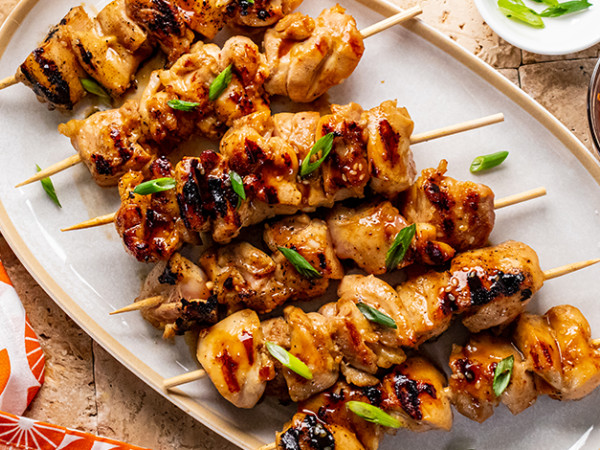 Grilled Teriyaki Chicken Thigh Skewers