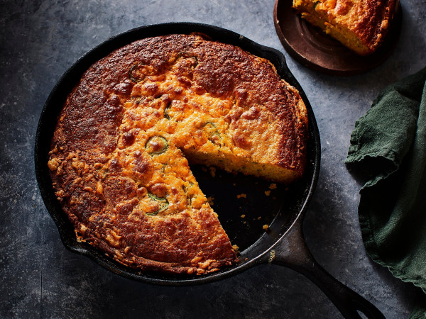Campfire-Style Cornbread in a Cast Iron Pan