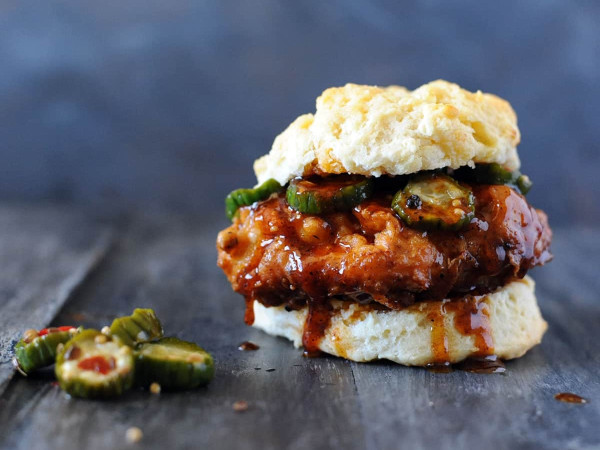 Spicy Nashville Chicken Served with Biscuits