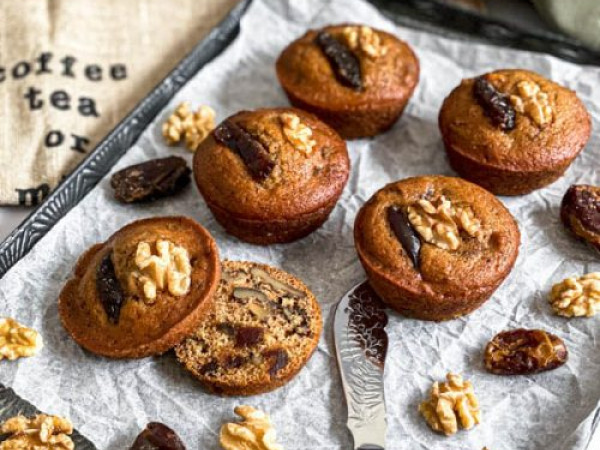 Oat Muffins with a Toasty Twist: Apricots, Dates, and Walnuts