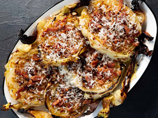 Cabbage Steaks with Bacon