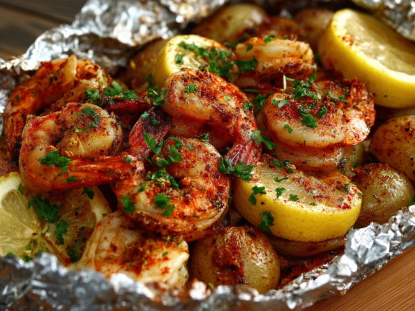 Jamaican Jerk Shrimp Cooked in Foil