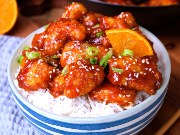 Nectarine-Infused Sticky Orange Chicken