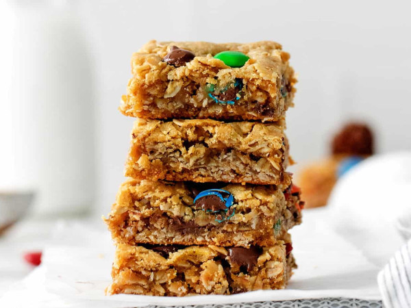 Oatmeal and Peanut Butter Monster Cookie Squares