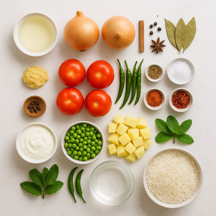 Rice with Potatoes and Peas ingredients