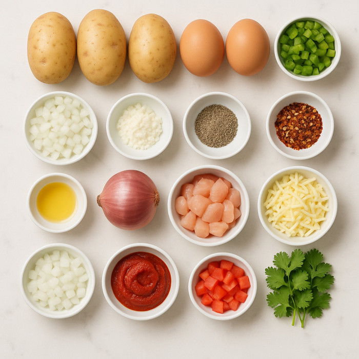 Chicken Stuffed with Crispy Potato and Egg ingredients